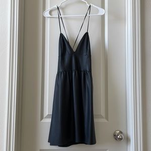 Zara Black Faux Leather Dress with Thin stipe